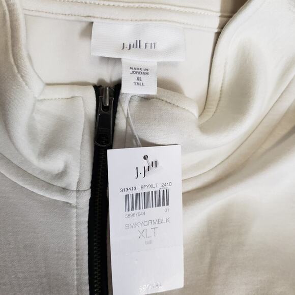 J Jill Double knit piped Quarter zip Size xl tall Athletic Athleisure Nautical - Picture 8 of 10